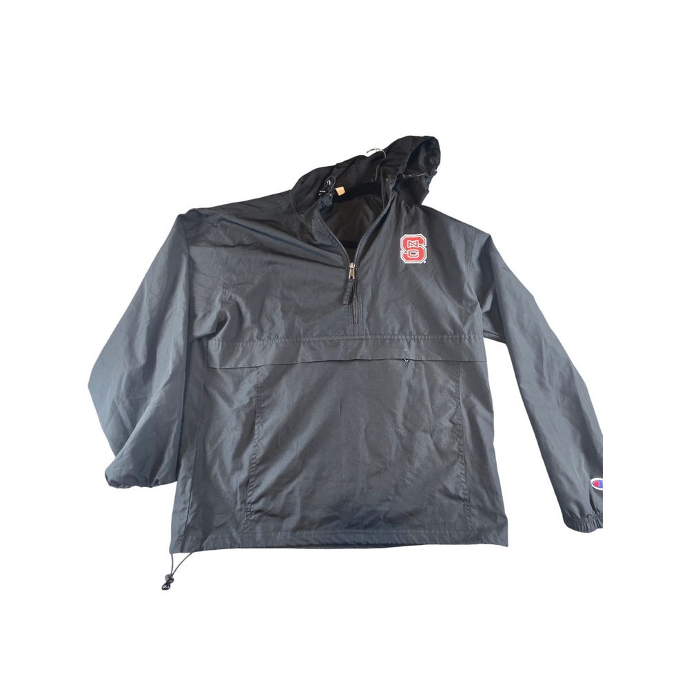 Champion NC State Wolfpack Windbreaker Jacket‎ Mens Medium Quarter Zip Hooded